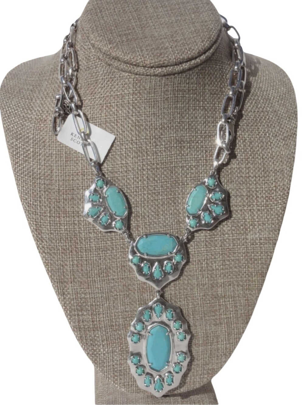 Kendra Scott Yellow Rose Montana Vintage Silver Magnesite Long Necklace NWT $250